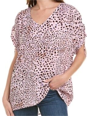 Cabi Seaside Pink Panther Animal Print Oversized Blouse Pink Size L
